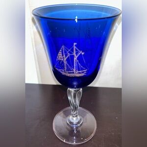 Vintage, Cristal D’Arques Colbolt blue, Nautical Glass. 7.75”